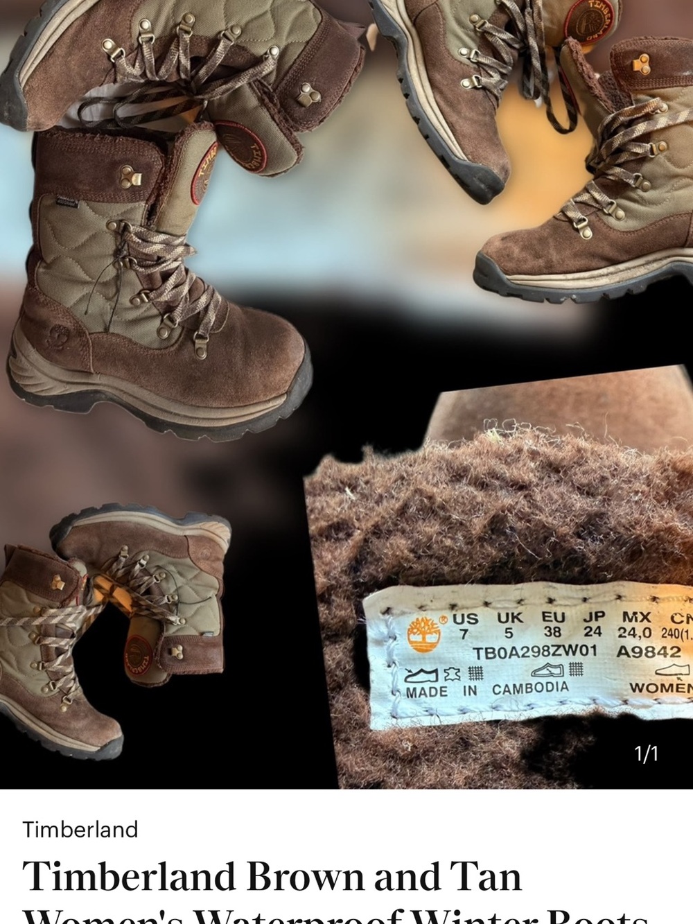 Timberland Kids Brown and Tan Insulated Hiking Boots